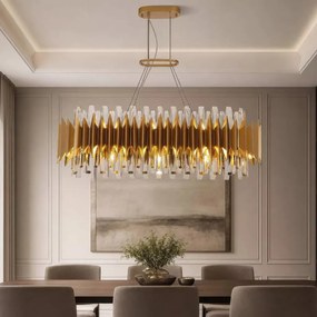 Lustra pentru Insula Bucatarie sau Dining, Belle 16Lt, metal auriu si cristale