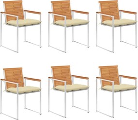 vidaXL Scaune de grădină cu perne, 6 buc., lemn masiv de acacia