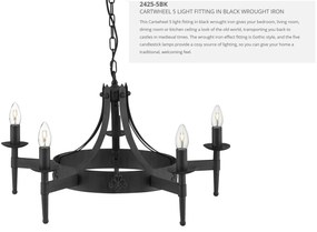 Candelabru stil rustic Cartwheel 5L 2425-5BK SRT