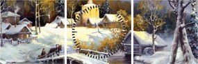 Tablou - Orășel iarna (cu ceas) (90x30 cm)