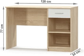 Birou PC 1S, alb/stejar sonoma, TEYO