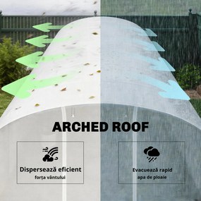 Outsunny Seră tunel de grădină 24 m², seră tunel cu cadru din oțel galvanizat, uși și 2 ferestre mari, alb | Aosom Romania