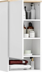 HOMCOM Dulap de perete pentru baie cu rafturi reglabile, compartiment deschis, lemn, Weiß | Aosom Romania