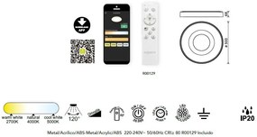 Plafoniera LED Smart dimabila cu telecomanda COIN 50cm alba