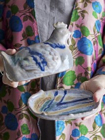 Untieră ceramică în formă de găină, din ceramică glazurată manual, 19×13×13 cm, „Heni"