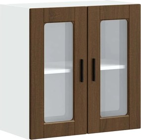 vidaXL Dulap de bucătărie cu ușă din sticlă din stejar maro „Porto”.