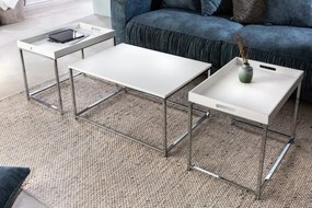 Set de 3 masute design industrial Elements alb