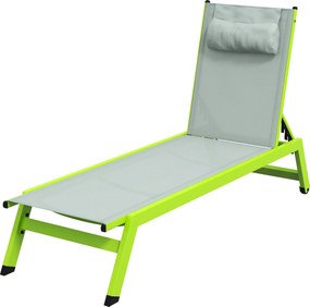 Outsunny Șezlong de plajă transat din aluminiu și textilene cu roți și pernă pentru cap și spătar reglabil verde | Aosom Romania