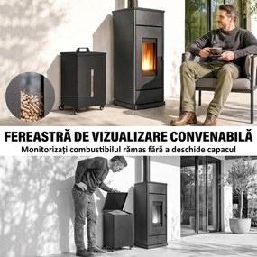 Outsunny Recipient pentru Peleți 30 Kg cu Roți și Sită, Negru | Aosom Romania