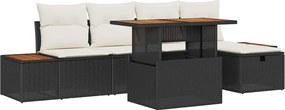 vidaXL Set de canapele pentru grădină 6 pcs Negru poliratan