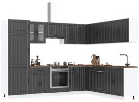 vidaXL Set dulap de bucătărie 14 piese „Lucca” lemn negru prelucrat