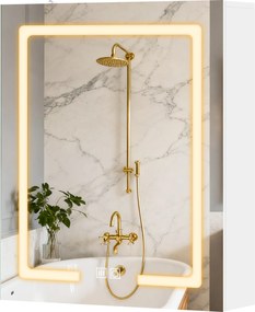 HOMCOM Dulap cu oglindă pentru baie cu iluminare, raft reglabil, ușă, 3 temperaturi de culoare, anti-aburire 50 x 15 x 60 cm Alb | Aosom Romania