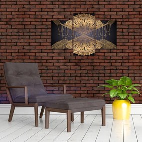 Tablou - Mandala aurie cu săgeți (90x60 cm)