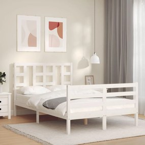 3193917 vidaXL Cadru de pat cu tăblie, alb, 120x200 cm, lemn masiv