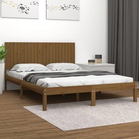 3104436 vidaXL Cadru de pat, maro miere, 200x200 cm, lemn masiv de pin