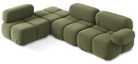 Colțar modular verde deschis cu tapițerie din catifea (cu colț pe partea stângă) Lokua – Makamii