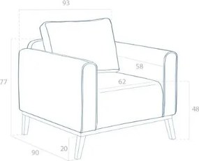 Fotoliu MILTON 1 SEATER LIGHT GREY