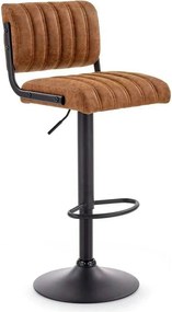Scaun bar H88, maro/negru, piele ecologica/otel, 39x46x89/109 cm