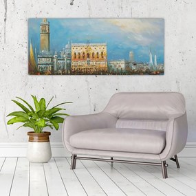 Tablou - Gondola care trece prin Veneția, pictură în ulei (120x50 cm)