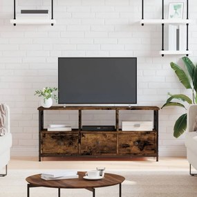 vidaXL Comodă TV, stejar afumat, 102x33x45 cm, lemn prelucrat &amp; fier