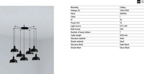 Lustra cu 7 pendule metal TATAWIN S negru