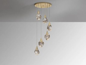 Lustra cu 6 Pendule LED design modern decorativ Aquaria aurie