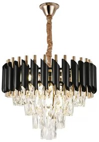 Candelabru Cristal, Raven 30cm Negru cu Auriu