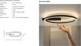 Plafoniera LED moderna Arte Top 15W+15W CCT Switch Bk