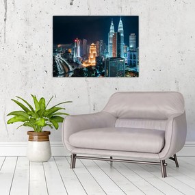 Tablou pe sticlă - Noaptea în Kuala Lumpur (70x50 cm)