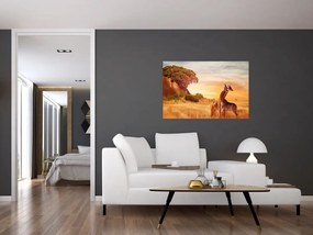 Tablou Girafe în Africa (90x60 cm)