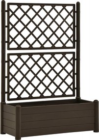 vidaXL Jardinieră de grădină cu spalier, cafeniu, 100 x 43 x 142 cm PP