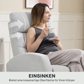 HOMCOM Fotoliu relaxant reglabil cu suport pentru picioare, fotoliu tapițat modern, Gri deschis | Aosom Romania