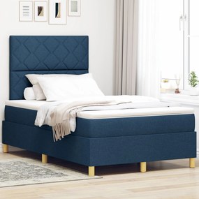vidaXL Pat cu suport și saltea albastră 120x200 cm țesătură