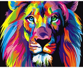 PIPPER | Pictura pe numere cu un cadru "Leu colorat" 50x40 cm