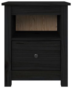 Noptiere, 2 buc., negru, 40x35x49 cm, lemn masiv de pin 2, Negru