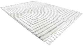 Covor SEVILLA Z788A labirint, greacă alb / gri Franjuri Berber shaggy