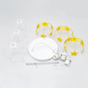 Lustră pe cablu pentru copii STARS 3xE27/15W/230V galben/alb