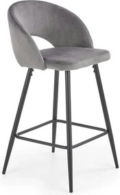 Scaun bar H96, gri/negru, stofa/otel, 48x49x89 cm