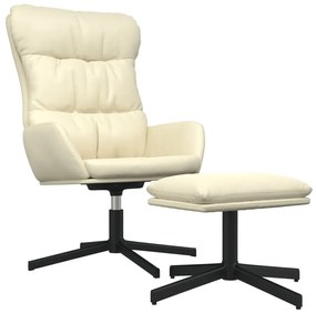 3097606 vidaXL Scaun de relaxare cu taburet, crem, piele ecologică