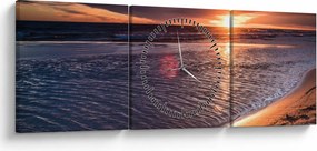 Tablou cu apus de soare (cu ceas) (90x30 cm)