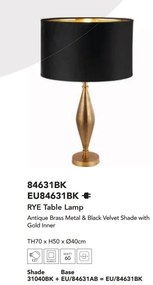 Veioza, Lampa de masa eleganta Rye negru