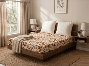 Cearsaf din microfibra BIRDS PUMPKIN maro 180x200 cm