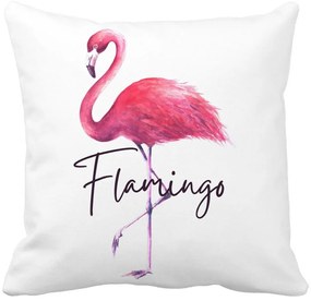 Perna Decorativa Patrata Flamingo, 40x40 cm, Alba, Mata, Husa Detasabila, Burduf