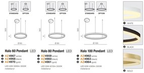 Lustra LED suspendata design modern circular geometric HALO PENDANT 80 BK
