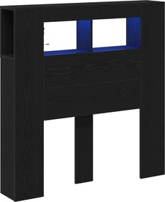 vidaXL Tăblie LED Stejar Negru 100 x 18,5 x 103,5 cm Lemn compozit