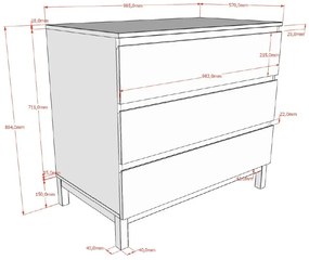 Set dormitor copii EVA alb, Pat copii pentru copii mici (70 x 140 cm) cu o comodă și un accesoriu asortat.