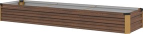 Outsunny Pat de Grădină Ridicat 405L, Jardiniere de Exterior din Oțel Galvanizat cu Bază Deschisă, pentru Plante, Flori și Legume, 240x60x30 cm, Imitație Lemn Închis | Aosom Romania
