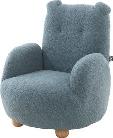 Fotoliu de copii albastru cu tapițerie din țesătură bouclé Rocky – Vipack