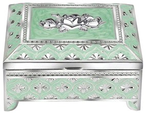 Caseta bijuterii argintata SARAH, Sidef verde, 12x10x6cm