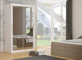 Dulap cu usi glisante si oglinda 180x215 cm, Ettore, ADRK Furniture (Culoare: Ciocolata)